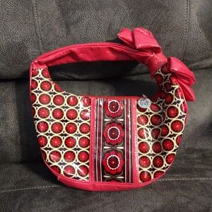 Vera Bradley Frill Plastic Handbag Pink & Brown w/Bow